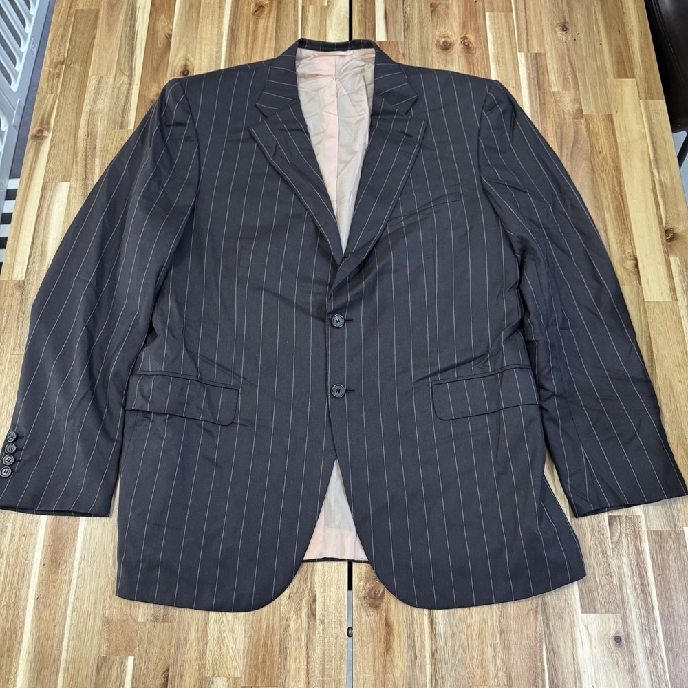 Brioni Chigi Blazer Mens 54 R Dark Brown Pink Pinstripe Wool Luxury Italy